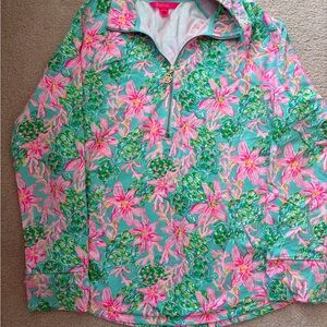 Lilly Pulitzer Pink and Green Floral Zip-Up